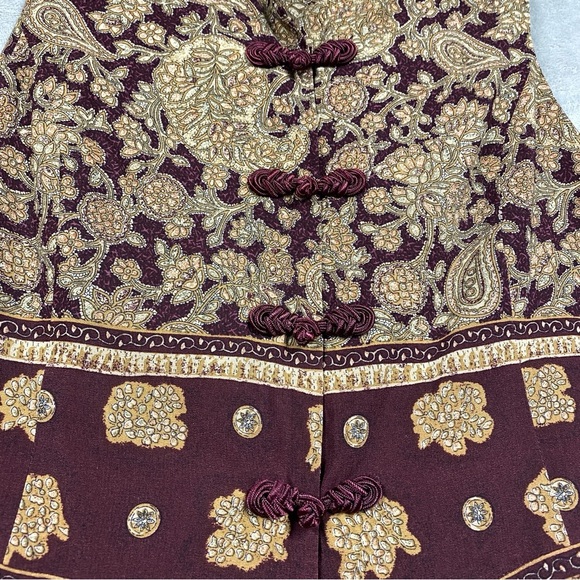 Vintage Norton McNaughton Frog Knot Floral Print Vest Size 10 Petite - Picture 2 of 8